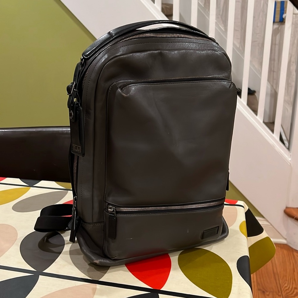 Tumi Harrison Bradner Backpack in Gray Leather